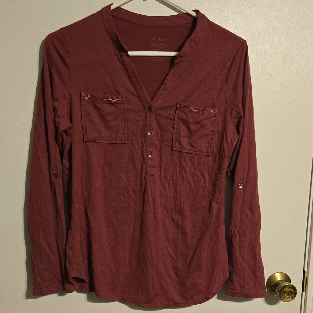 Ibex Burgundy Long Sleeve Shirt